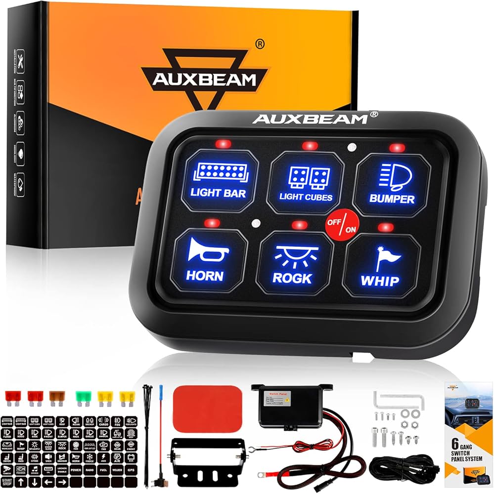 アクセサリー AUXBEAM SWITCH PANEL Amazon.com: Auxbeam 6 Gang Switch Panel (Blue) + Waterproof